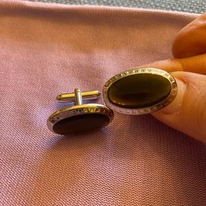 Cufflinks silver with brown stone men’s